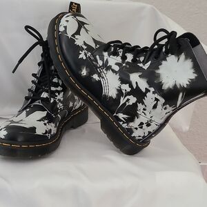 Dr Martens Black Floral Boots